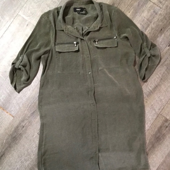 ONLY  Navy Green Shirt size European 40 - Picture 1 of 7